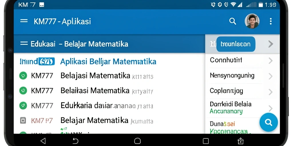 Tampilan antarmuka KM777 yang ramah anak untuk belajar matematika.