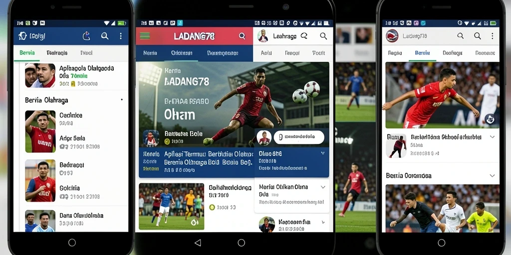 Interface aplikasi LADANG78 dengan berita olahraga bola terkini.