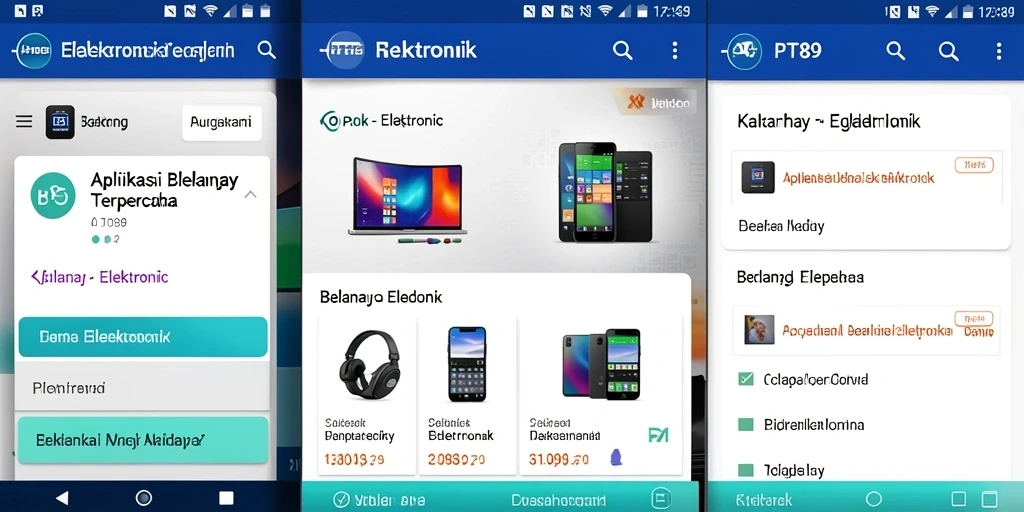 Tampilan antarmuka PT89 menampilkan berbagai kategori produk elektronik.