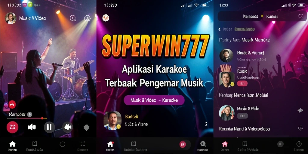 Tampilan antarmuka aplikasi SUPERWIN777 yang memudahkan pengguna bernyanyi.